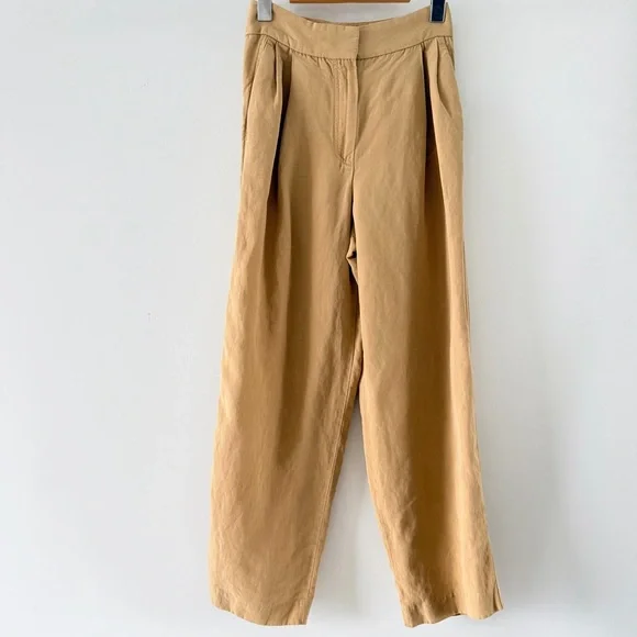 Massimo Dutti Linen Lyocell Cropped Pants High Rise Beige XS Size US 2 - Picture 2 of 10
